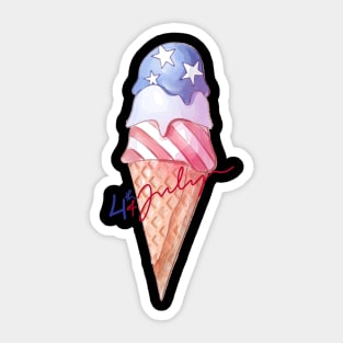 Independence day ice cream water colour Sticker